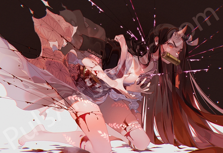 Demon Slayer: Nezuko "Blood Burst" (Poster/Playmat/XL Canvas)