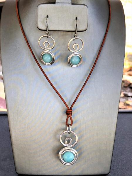 Wire Wrapped Amazonite Swirl Jewelry Set picture