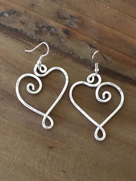 Hand Sculpted Aluminum Wire Heart Earrings picture