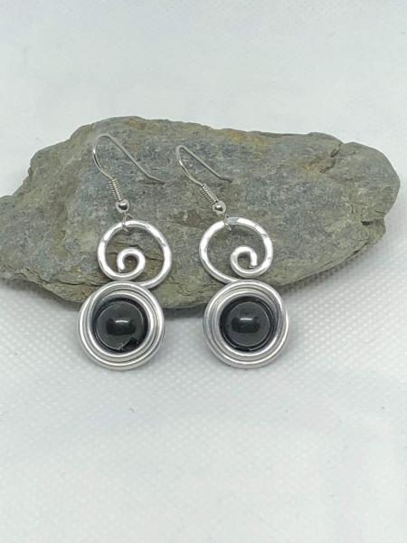 Wire Wrapped Gemstone Swirl Earrings picture