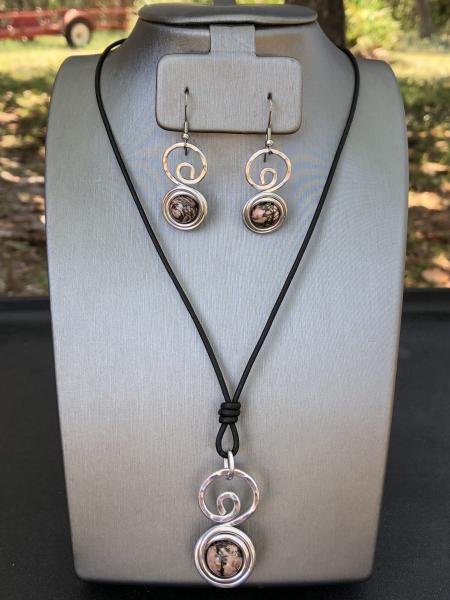 Wire Wrapped Rhondonite 2pc Jewelry Set picture