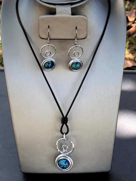 Azurite Sm. Swirl Necklace and Earring Set
