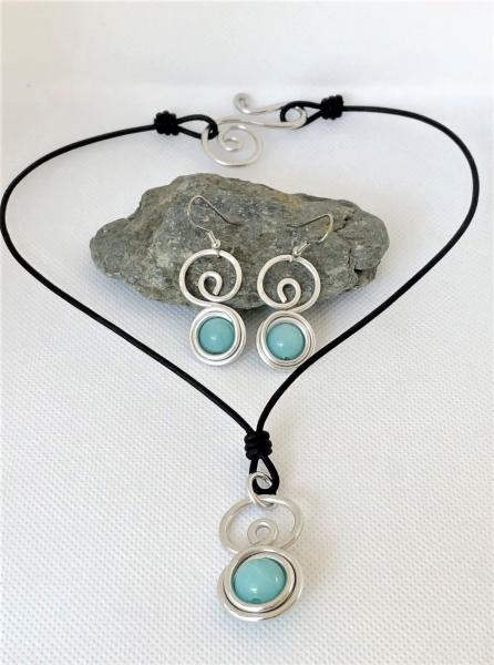 Wire Wrapped Amazonite Swirl Jewelry Set