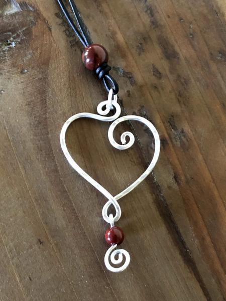 Aluminum Wire Heart Pendant Necklace and Earrings picture