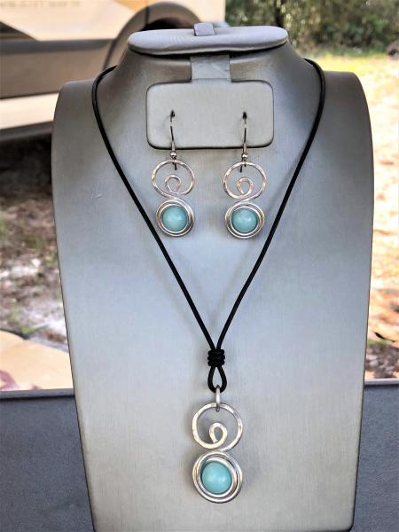 Wire Wrapped Amazonite Swirl Jewelry Set picture