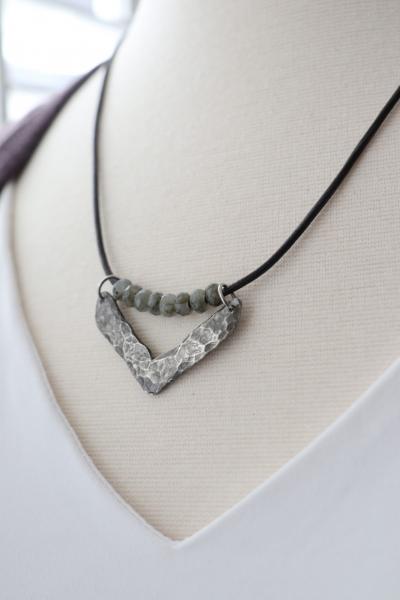 Hand Cast Pewter Chevron w/ Labradorite picture