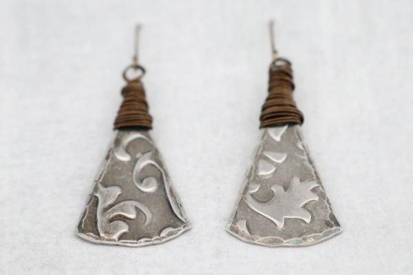 Wire Wrapped Textured Pewter Earrings picture