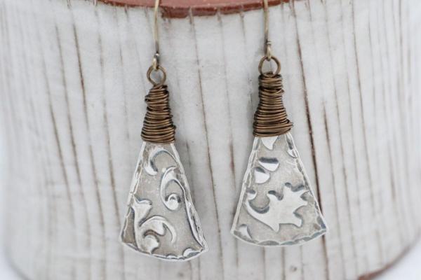 Wire Wrapped Textured Pewter Earrings picture