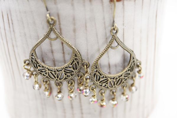 Bronze Chandelier & Crystal Earrings