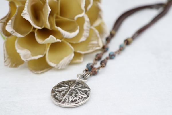 Hand Cast Dragonfly Pendant on Jasper & Leather picture