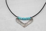 Hand Cast Pewter Chevron with Turquoise