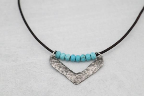 Hand Cast Pewter Chevron with Turquoise picture