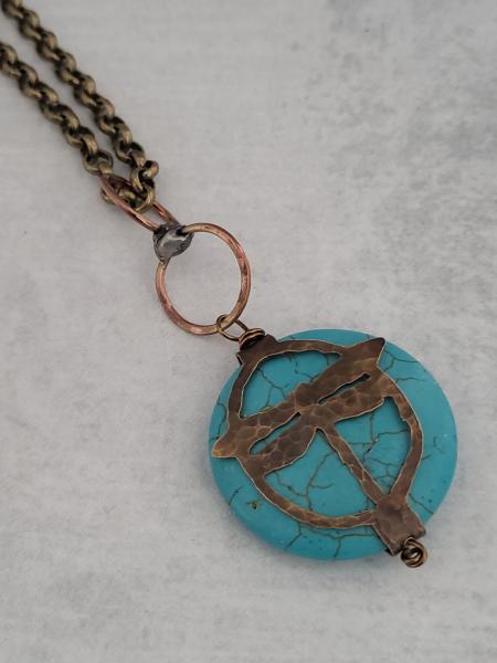 Hand Cut Bronze Dragonfly Stone Wrap, Howlite picture