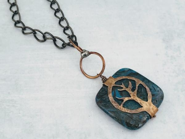 Hand Cut Bronze Tree Stone Wrap-Jasper picture