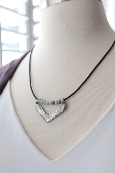Hand Cast Pewter Chevron with Amazonite picture