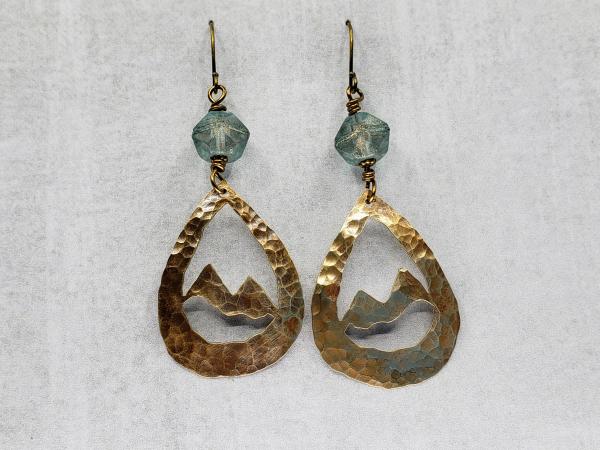 Hand Cut Bronze Mountain Earrings picture