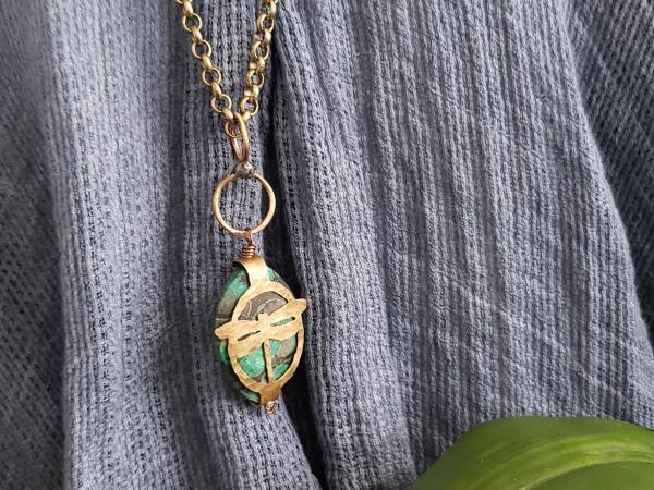 Hand Cut Bronze Dragonfly Stone Wrap - Jasper picture