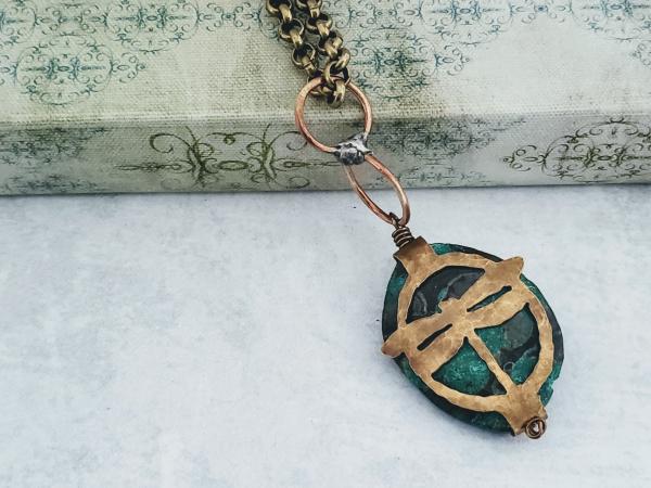 Hand Cut Bronze Dragonfly Stone Wrap - Jasper picture