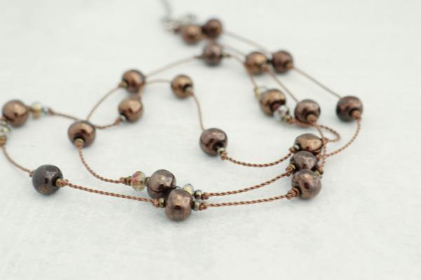 Hand Knotted Ceramic Bead & Crystal Necklace picture