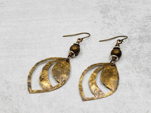 Hand Cut Bronze Swoop Earrings picture