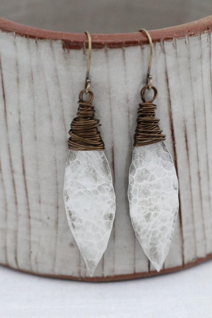 Striking Wire Wrapped Pewter Earrings picture