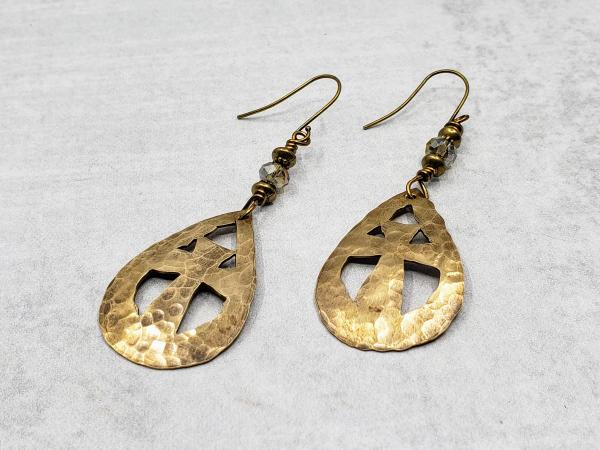 Hand Cut Bronze Cross Earrings picture