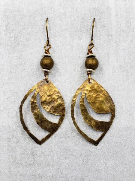 Hand Cut Bronze Swoop Earrings picture