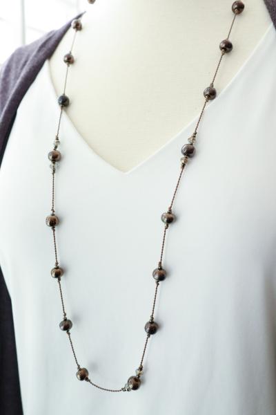 Hand Knotted Ceramic Bead & Crystal Necklace picture
