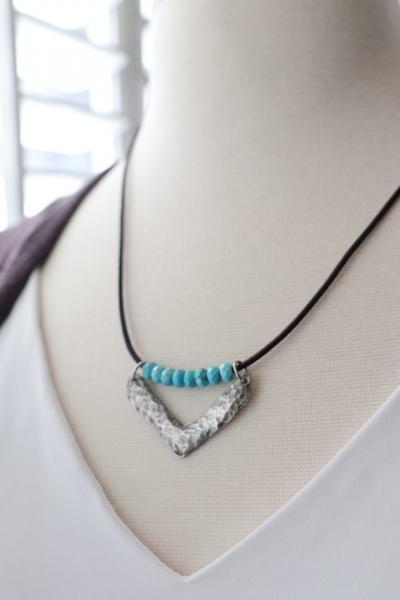 Hand Cast Pewter Chevron with Turquoise picture
