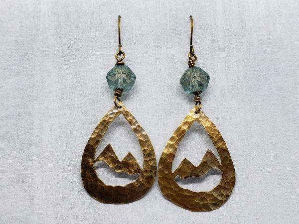 Hand Cut Bronze Mountain Earrings