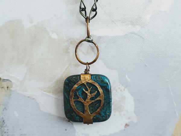 Hand Cut Bronze Tree Stone Wrap-Jasper picture