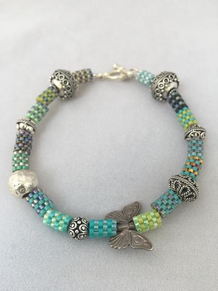 Beaded bead and sterling silver bracelet picture