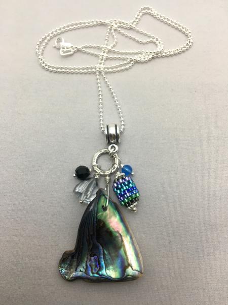 Paua shell large charm necklace
