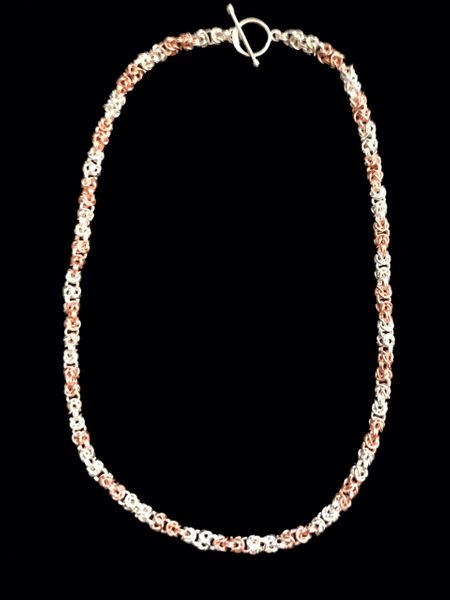 Byzantine Chain in Sterling Silver and Rose Gold