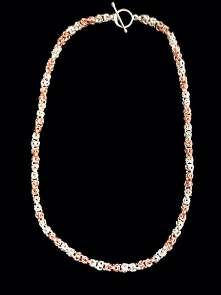 Byzantine Chain in Sterling Silver and Rose Gold picture