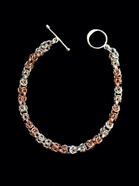 Byzantine Sterling Silver and Rose Gold Bracelet