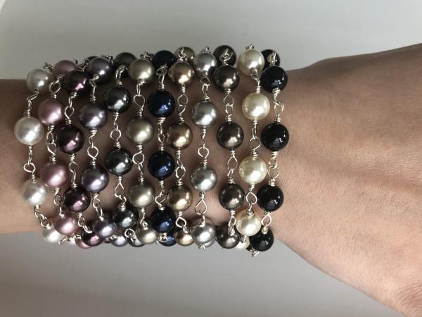 8mm Hand wrapped Swarovski pearl bracelets