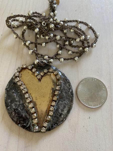 Big heart pendant on 36" adjustable chrochet chain picture