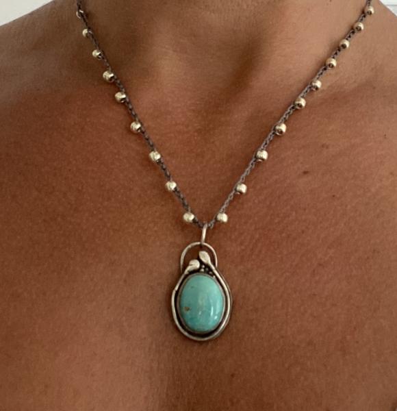 Kingman Turquoise sterling Silver pendant