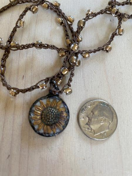 Sunflower Pendant with 18" long adjustable necklace picture