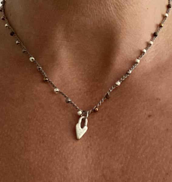 Tiny silver heart charm necklace picture