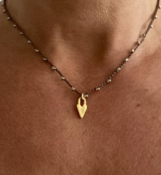 Tiny gold heart charm necklace picture