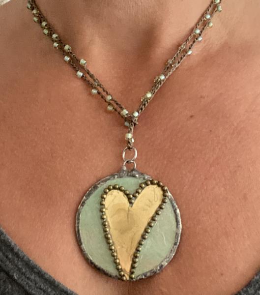 Big heart pendant on 36" chrochet chain picture