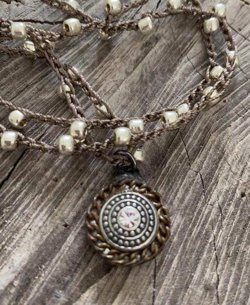 Silver Ornament Pendant on crochet chain picture