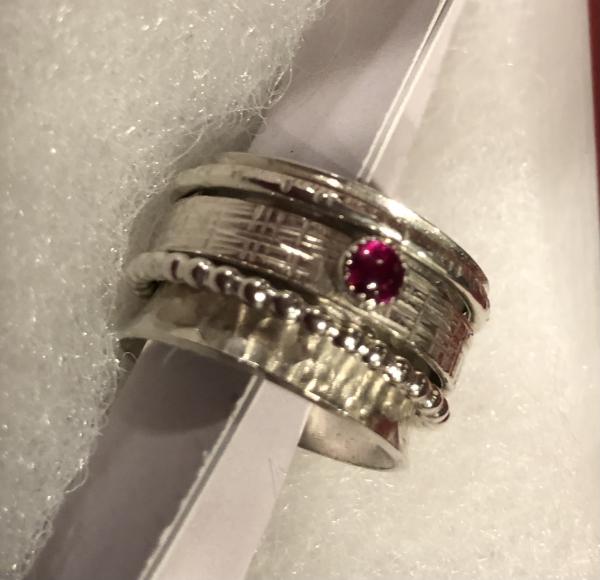 Triple Spinner Ring with Birthstone picture