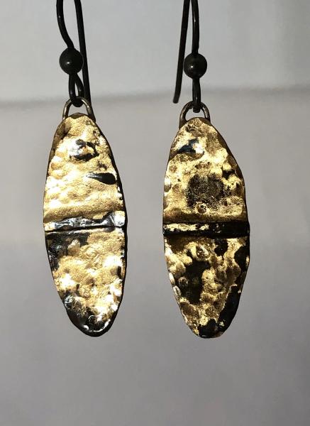 18 kt Gold on Blackened Steel Earrings picture
