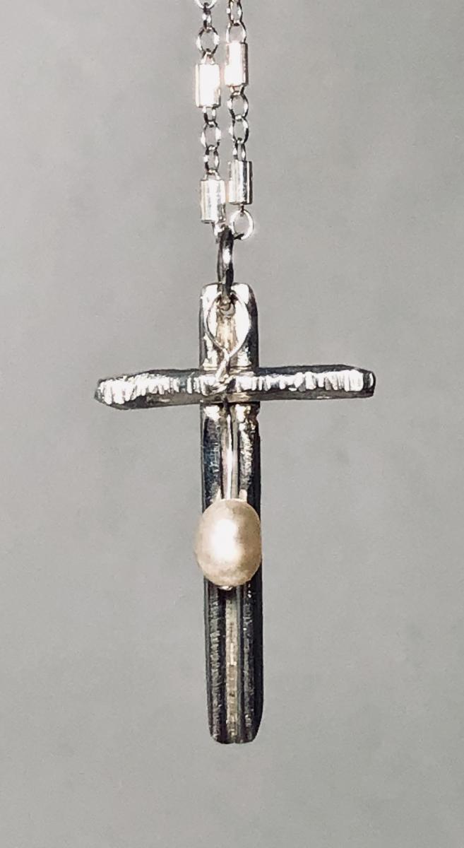 Sterling Cross with Pearl Necklace picture