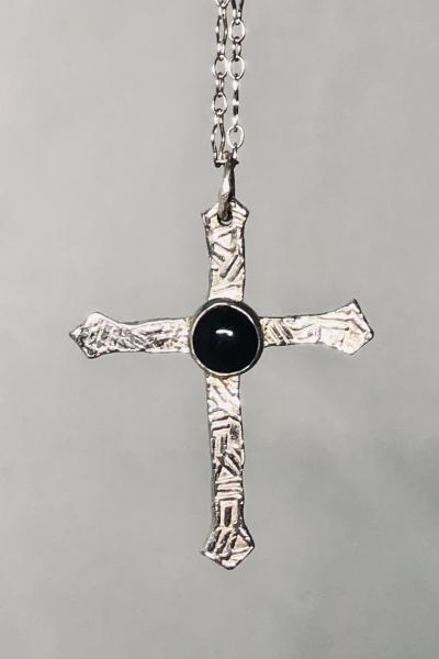 Textured Cross with Onyx Necklace picture