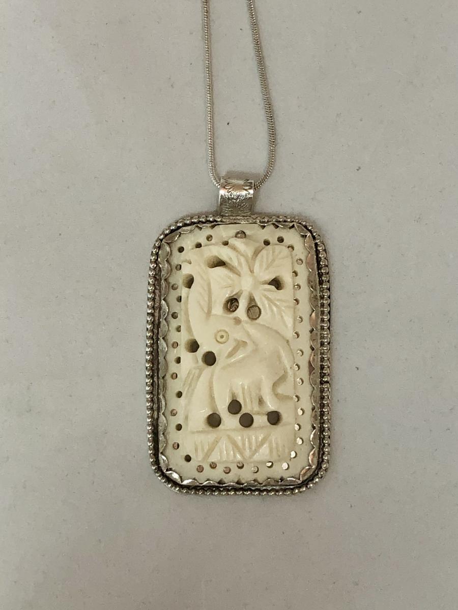 Thai Carved Bone in Sterling Necklace picture