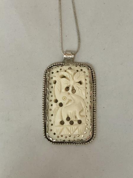 Thai Carved Bone in Sterling Necklace picture
